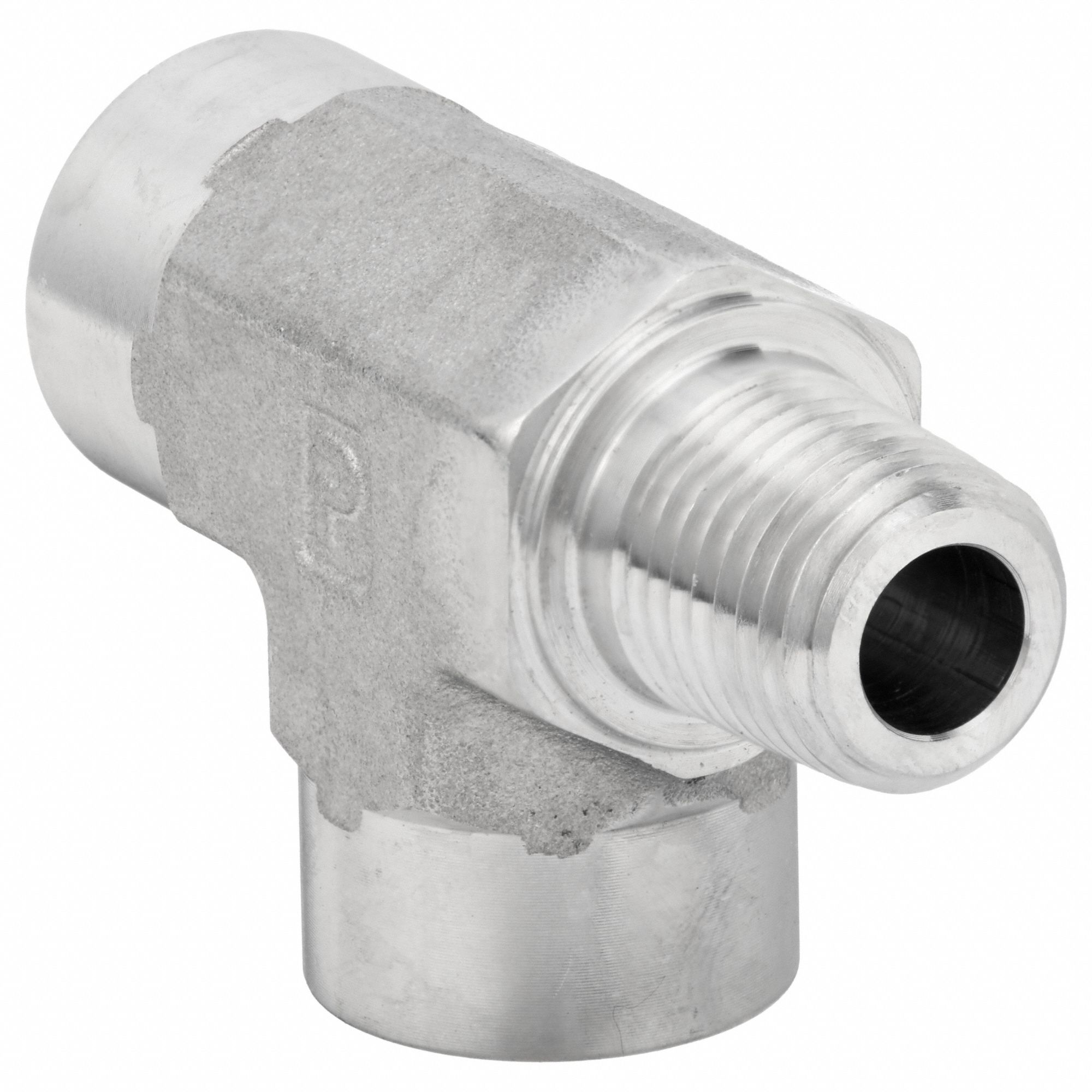Hydraulic Hose Adapter: 1 1/4 in x 1 1/4 in x 1 1/4 in Fitting Size, Female x Female x Male, Rigid
