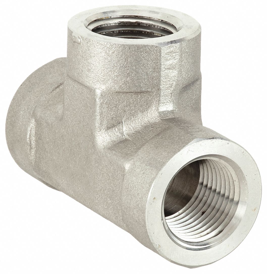 Hydraulic Hose Adapter: 1 in x 1 in x 1 in Fitting Size, Female x Female x Female, Rigid, Tee