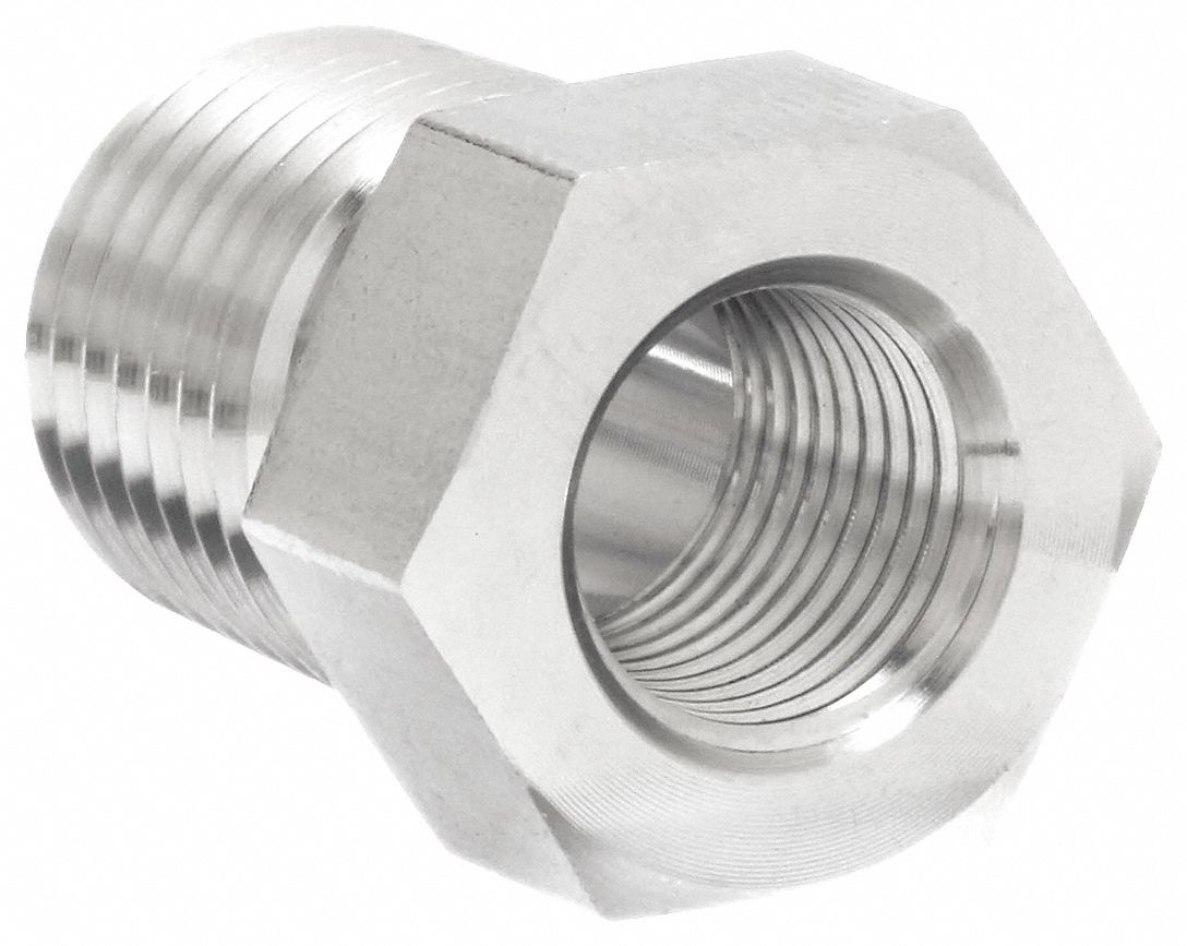 Hydraulic Hose Adapter: 1/8 in x 1/4 in Fitting Size, Female x Male, NPTF x NPTF, Rigid, Straight