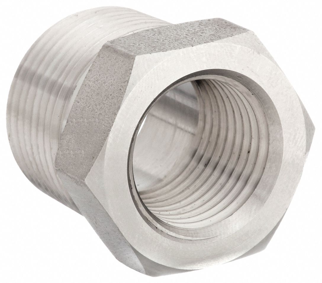 Hydraulic Hose Adapter: 1/2 in x 1/4 in Fitting Size, Female x Male, NPTF x NPTF, Rigid, Straight