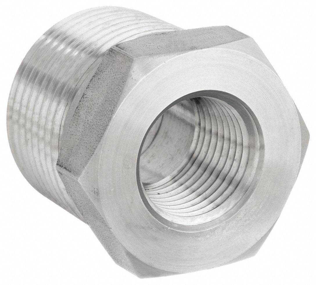 Hydraulic Hose Adapter: 1/4"-18/3/4"-14 Thread Size, 3/4 in x 1/4 in Fitting Size, Male x Female