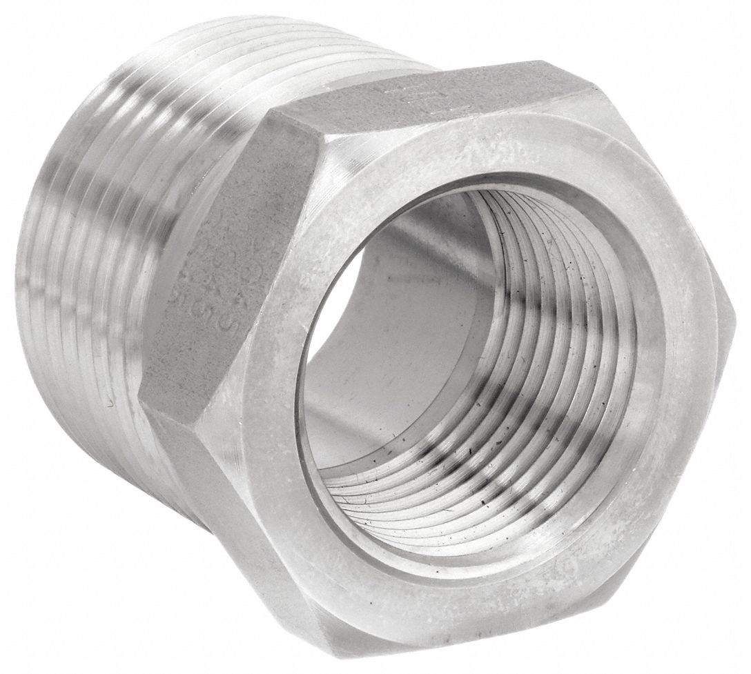 Hydraulic Hose Adapter: 1/2 in x 1 in Fitting Size, Female x Male, NPTF x NPTF, Rigid, Straight