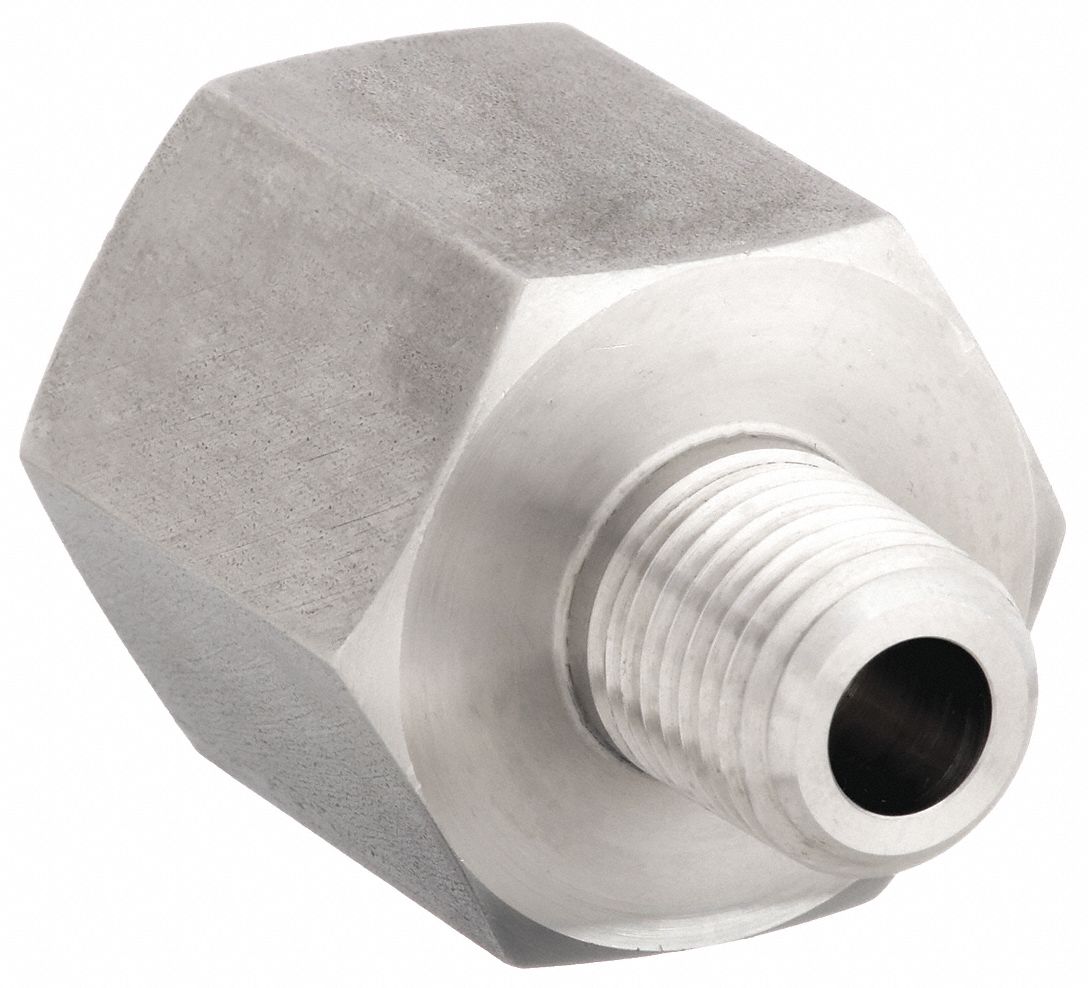 Hydraulic Hose Adapter: 1/4"-18/3/4"-14 Thread Size, 3/4 in x 1/4 in Fitting Size, Male x Female