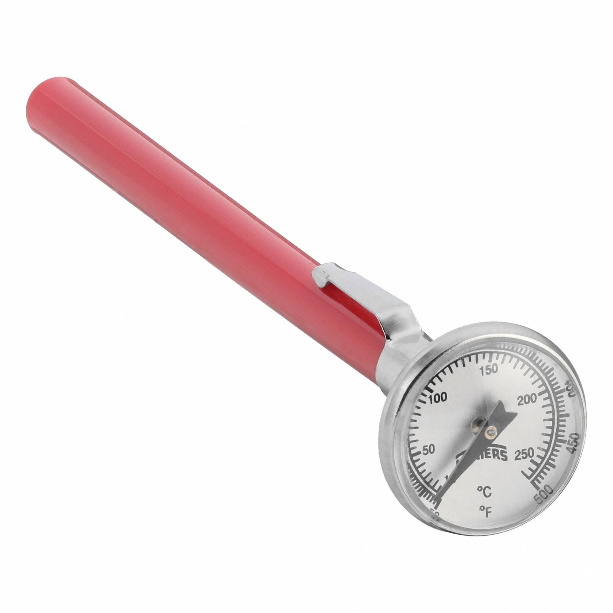 Dial Pocket Thermometer: 50°F to 500°F /10°C to 260°C, ±1% Accuracy, 5 in Stem Lg