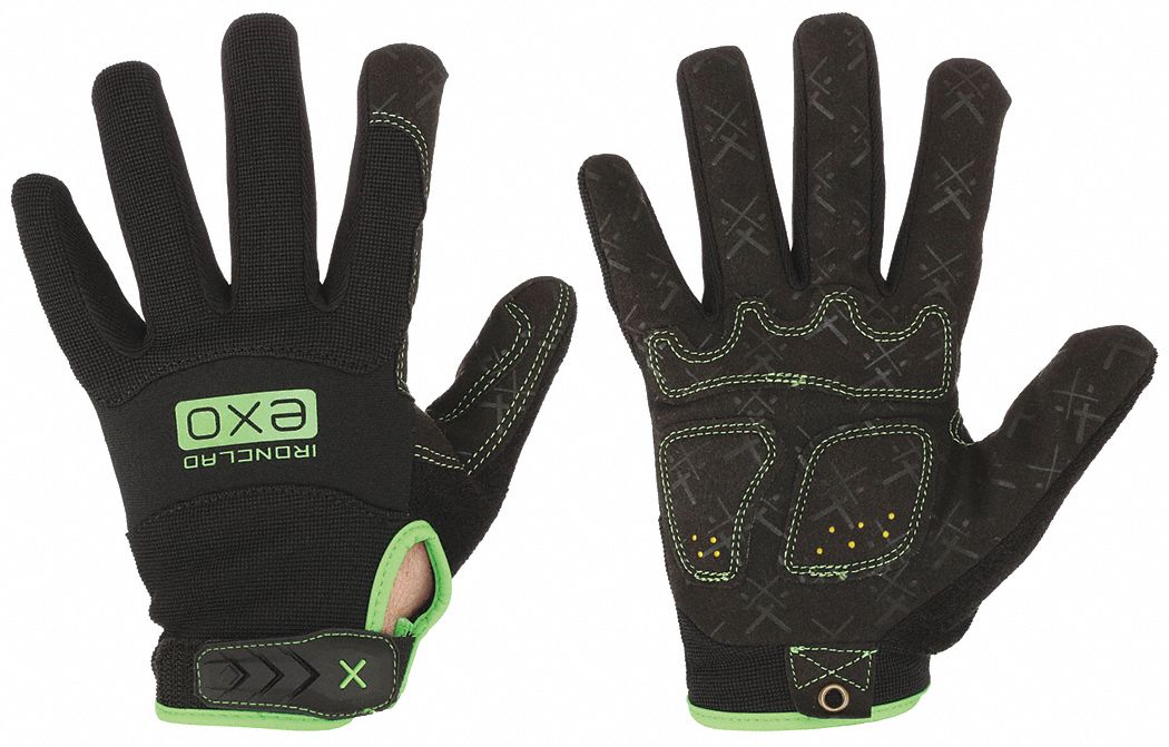 MECHANICS GLOVES, 2XL (11), FULL FINGER, SYNTHETIC LEATHER, BLACK