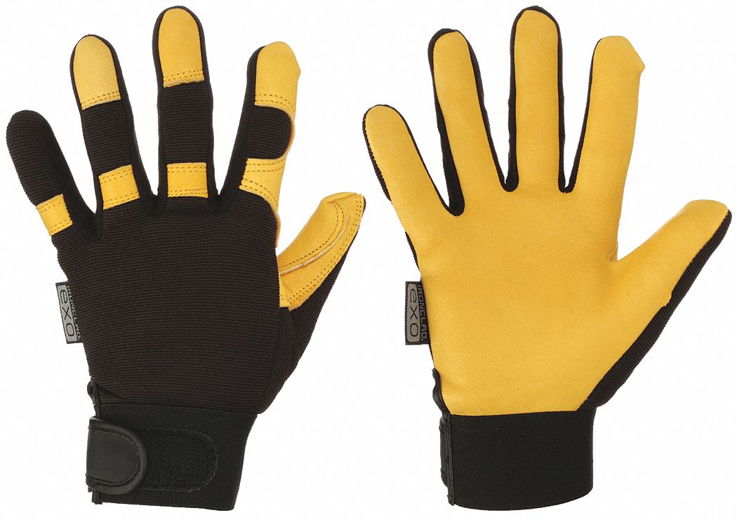 MECHANICS GLOVES, S (7), FULL FINGER, GOATSKIN, HOOK-AND-LOOP CUFF