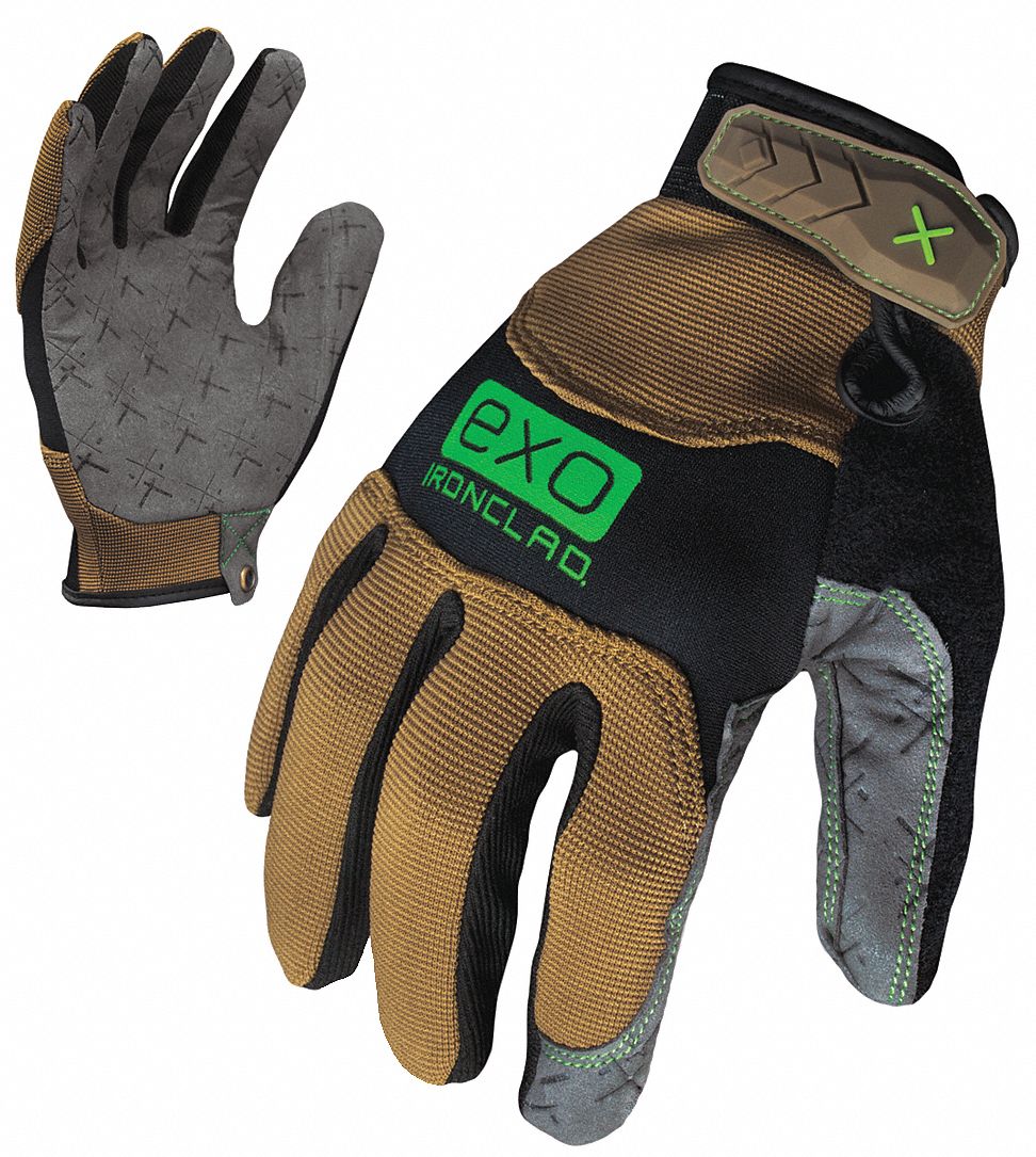 PRO GLOVE, UNCOATED, WING THUMB, 10 OZ, 9 3/4 IN L, SZ 2X-LARGE/11, BROWN/BLACK, PR