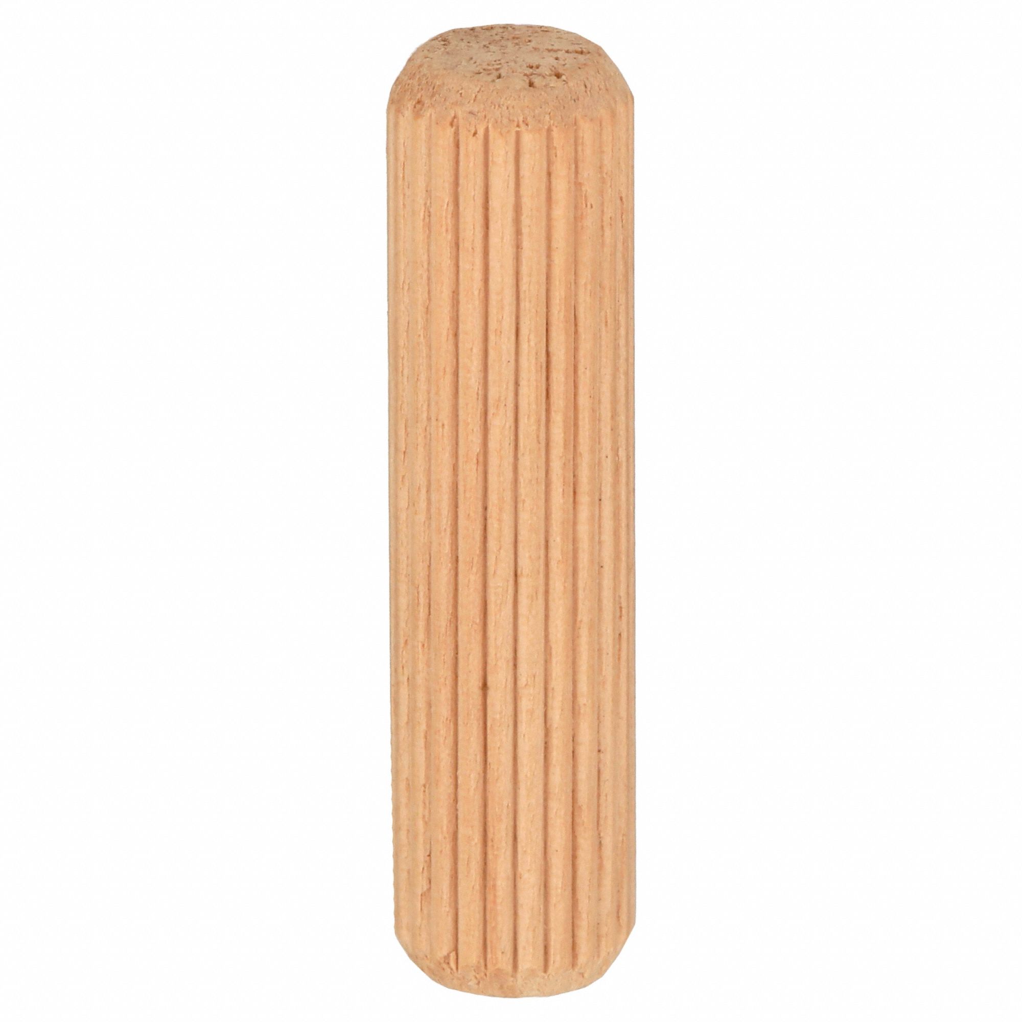 DOWEL PIN, WOOD, 0.374 IN DIA, 1½ IN L, INCH, ⅜ IN DIA, 1½ IN SHANK L, FLUTED, 30 PK