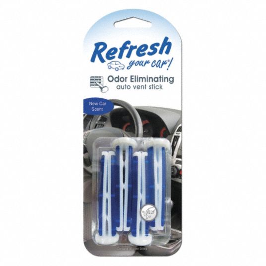 REFRESH New Car Scented Air Freshener Stick, Blue/White, 4 PK 52JM17