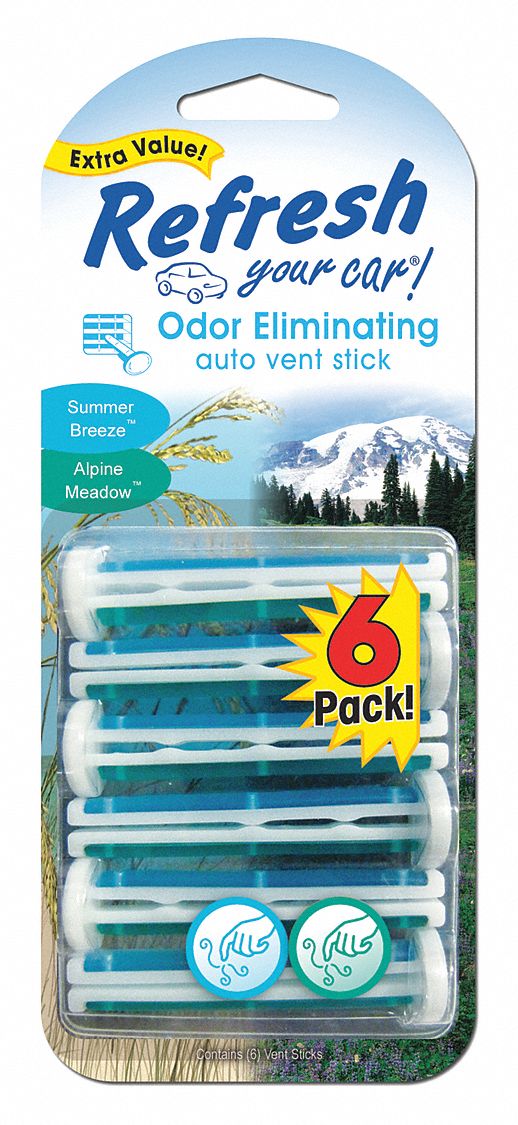 Air Freshener: Stick, Summer Breeze/Alpine Meadow, Blue/Green, 6 PK