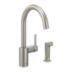 Gooseneck-Spout Single-Side-Joystick-Handle Two-Hole Off-Centerset with Sprayer Deck-Mount Kitchen Sink Faucets