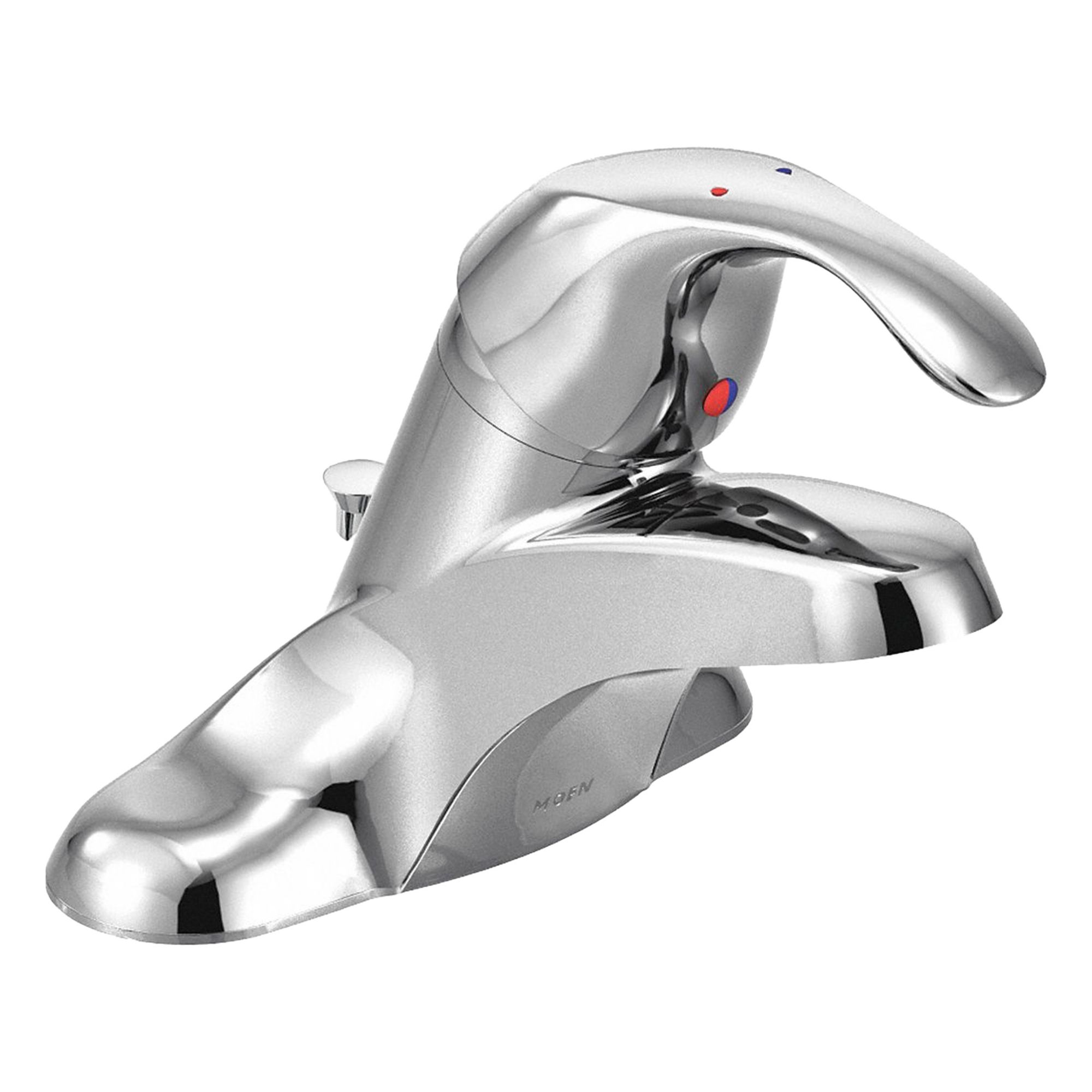 Low Arc Bathroom Faucet: M-Bition, Brass, Chrome Finish, 2.2 gpm Flow Rate, Centerset, Arc