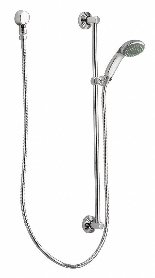 Handheld Showerhead: Metal/Rubber, Chrome, 1.5 gpm Flow Rate, 3 3/8 in Handheld Showerhead Wd