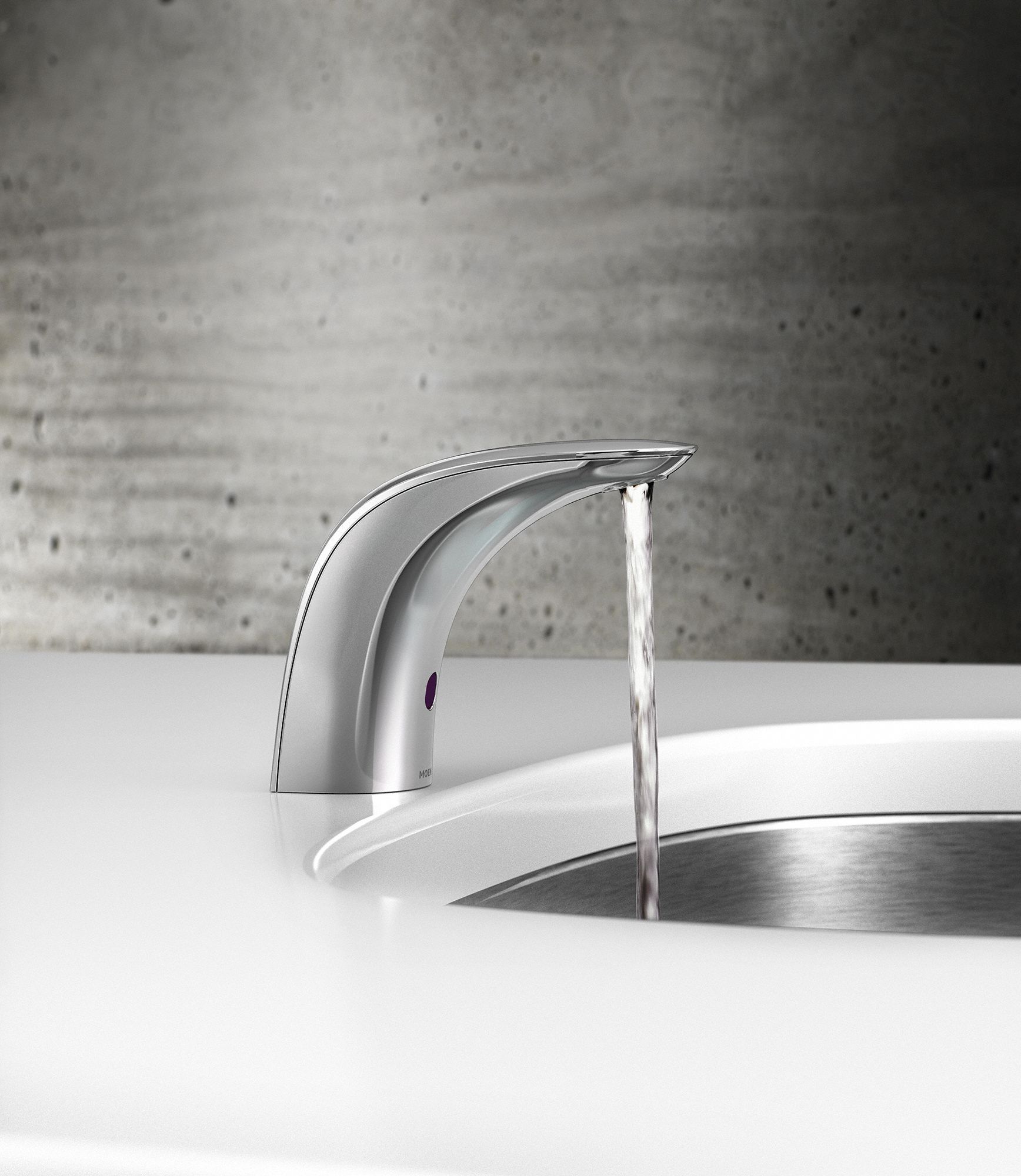 MOEN Chrome, Mid Arc, Bathroom Sink Faucet, Motion Sensor Faucet