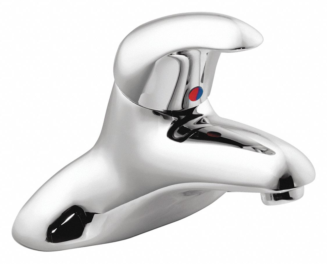 LOW ARC BATHROOM FAUCET: MOEN, M-DURA, CHROME FINISH, 0.5 GPM FLOW RATE