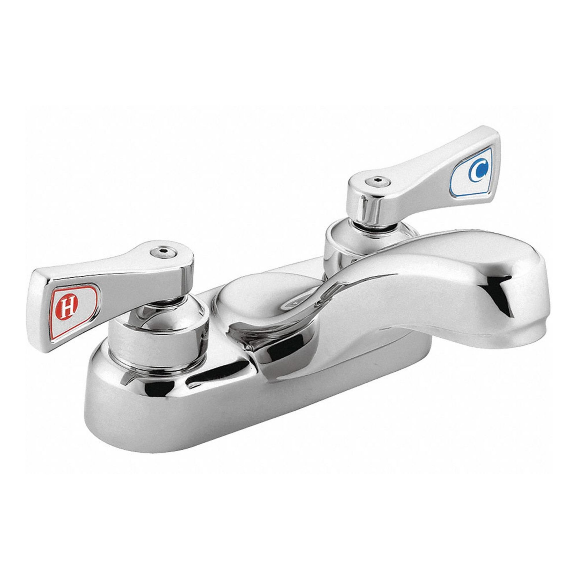 Low Arc Bathroom Faucet: M-Dura, Brass, Chrome Finish, 0.5 gpm Flow Rate, Centerset, Arc, Lever