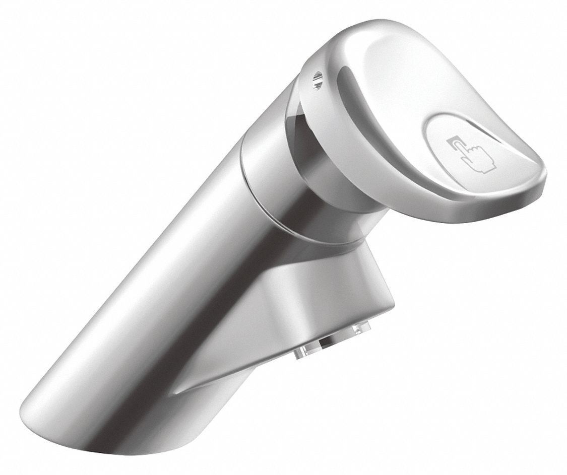 STRAIGHT SPOUT BATHROOM FAUCET: MOEN, M-PRESS, CHROME FINISH, 0.5 GPM FLOW RATE