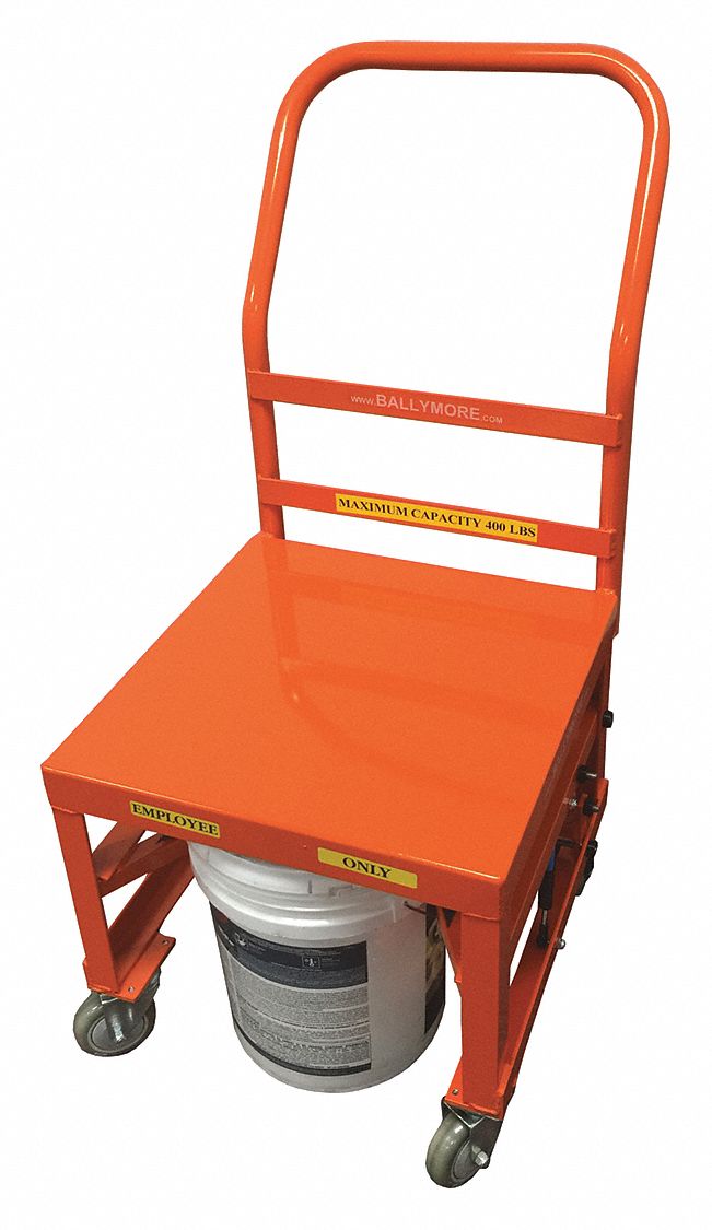 Bucket Truck: 400 lb Load Capacity, 20 in x 20 in, 27 in x 20 in x 42 in, Orange
