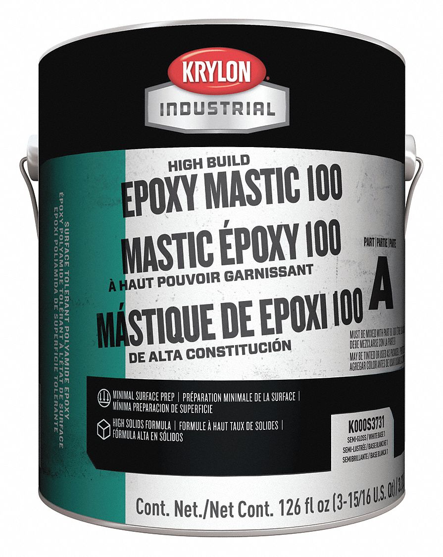 KRYLON INDUSTRIAL White Paint, SemiGloss Finish, 116 to 232 sq ft/gal