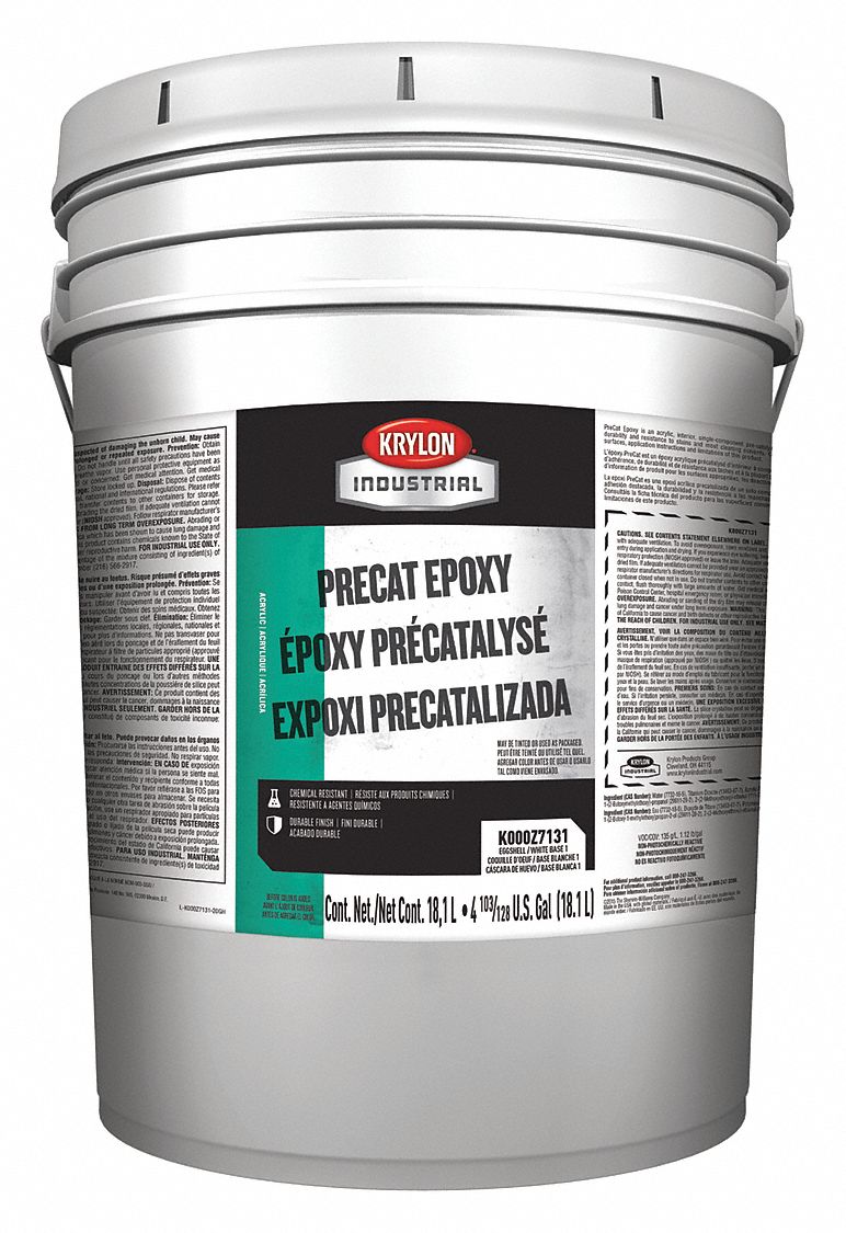 KRYLON INDUSTRIAL Paint Base Epoxy, 1Step System Components, KZ7200, White, 5 gal Container