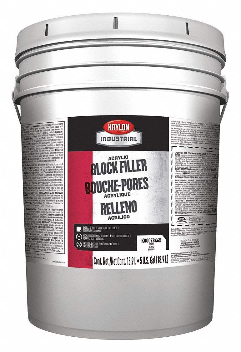KRYLON INDUSTRIAL, For Concrete/Masonry, White, Block Filler 52JN59