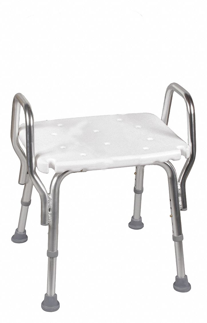 Shower Stool: Plastic, 19 in Max. Seat Wd, 350 lb Wt Capacity