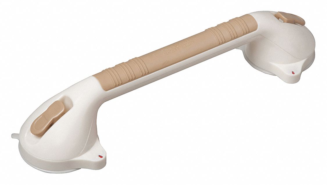 HEALTHSMART Length 16 in, Adjustable, Plastic, Grab Bar, Light Brown