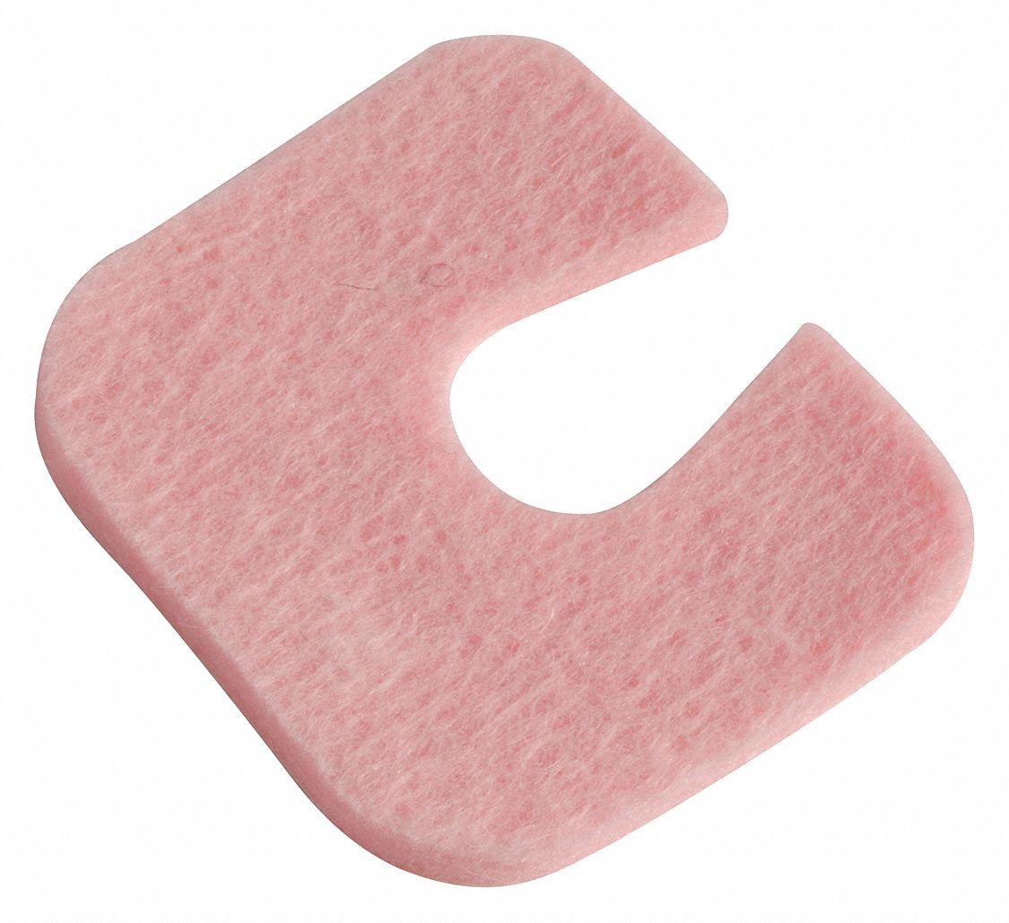 Adhesive Felt Pads: Non-Sterile, Pink, Wool, Bag, 1/8 in Wd, 2 in Lg, 100 PK