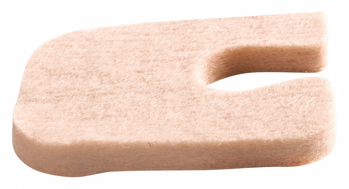 Adhesive Felt Pads: Non-Sterile, Beige, Wool, Bag, 3/16 in Wd, 2 in Lg, 100 PK