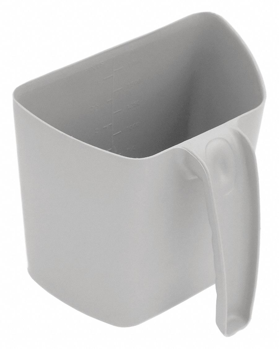 Scooping Jug: Non-Sterile, Polypropylene, 2 L Capacity - mL, 67 5/8 fl oz Capacity - oz, White