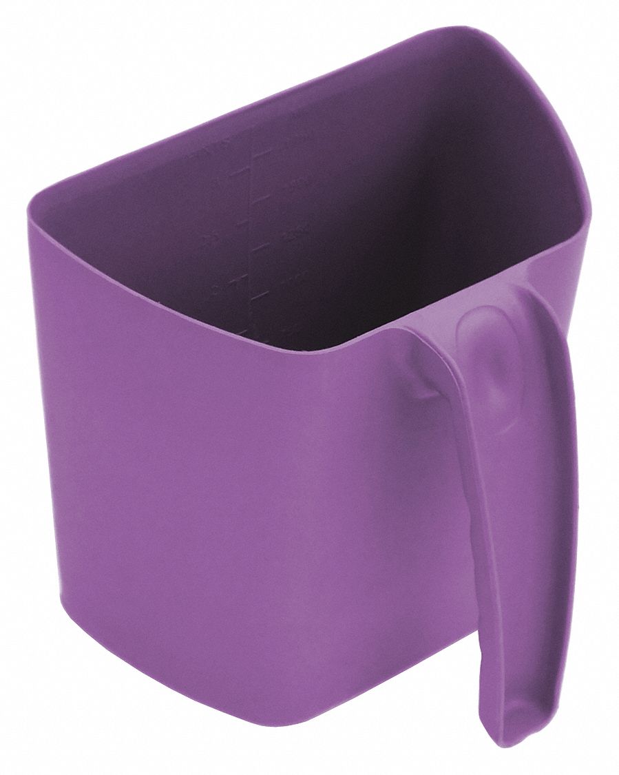 Scooping Jug: Non-Sterile, Polypropylene, 2 L Capacity - mL, 67 5/8 fl oz Capacity - oz, Purple