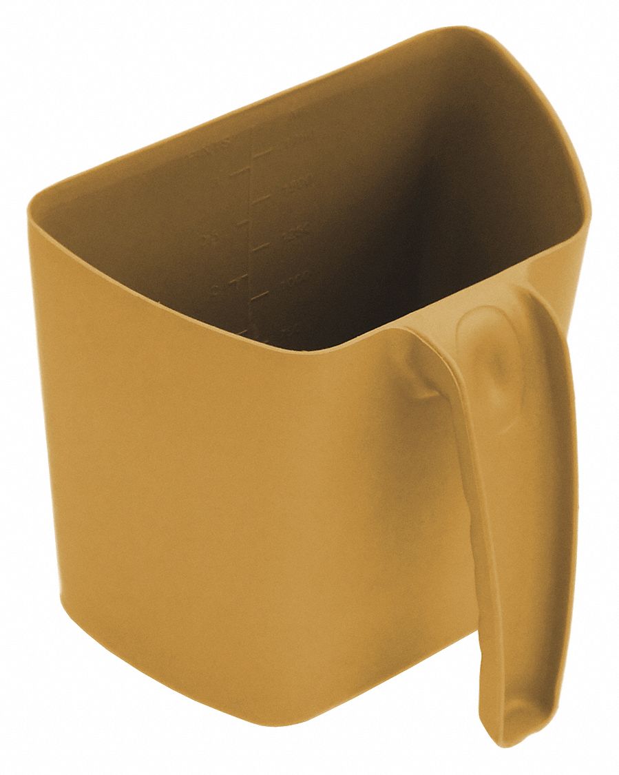 Scooping Jug: Non-Sterile, Polypropylene, 2 L Capacity - mL, 67 5/8 fl oz Capacity - oz, Orange