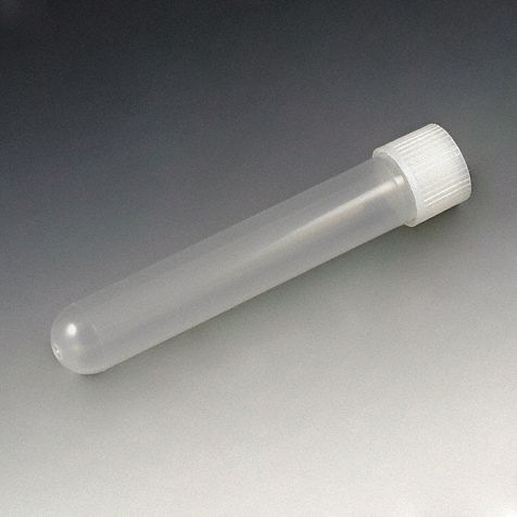 Test Tube with Cap: Polypropylene, 0.4 oz Capacity - oz, 12 mL Capacity - mL, Includes Closure