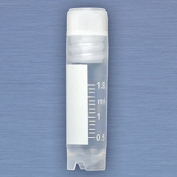 Cryogenic Vial: HDPE, 0.06 fl oz Capacity - oz, 2 mL Capacity - mL, Clear, Cryogenic, Autoclavable