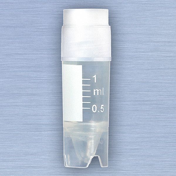 Cryogenic Vial: HDPE, 0.03 fl oz Capacity - oz, 1 mL Capacity - mL, Clear, Cryogenic, Autoclavable