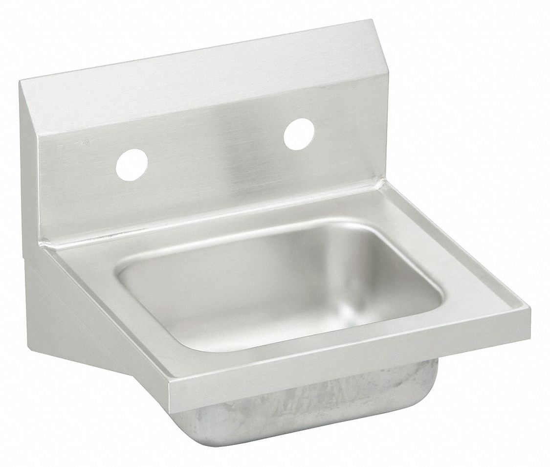 Hand Wash Sink: 1 Stations, 6 in Bowl Dp, 12 in Bowl Lg, 9 1/4 in Bowl Wd, Faucet Not Included