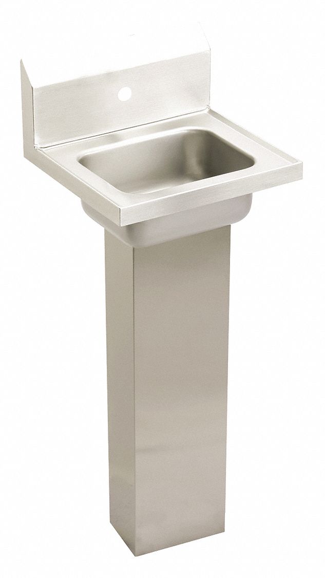 Hand Wash Sink: 1 Stations, 6 in Bowl Dp, 12 in Bowl Lg, 9 1/4 in Bowl Wd, Faucet Not Included