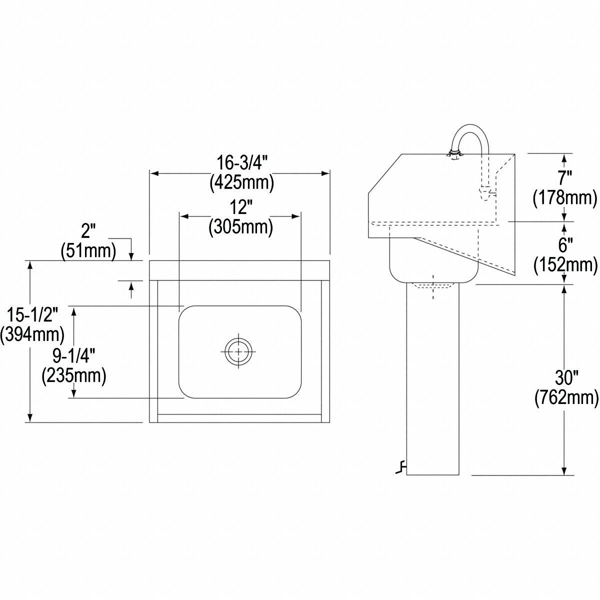 ELKAY Handwash Sink Kit Elkay, 2.2 gpm Flow Rate, Wall, 12 in x 9 1/4