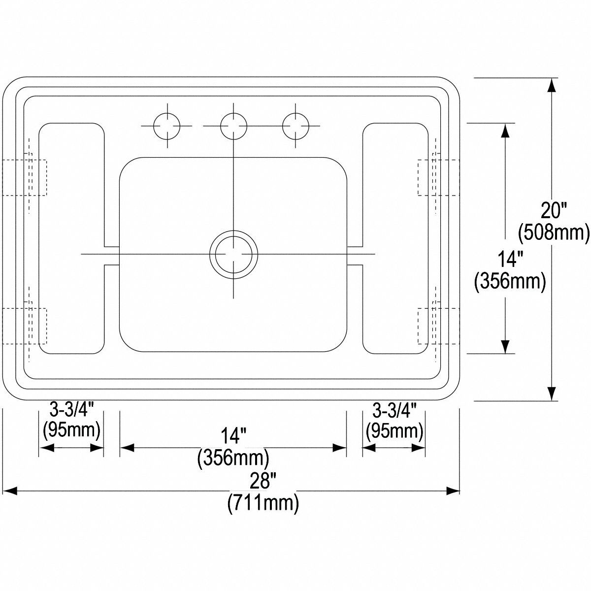 ELKAY Lavatory Sink Kit Dual Manual Handle, Wristblade Faucet Handle