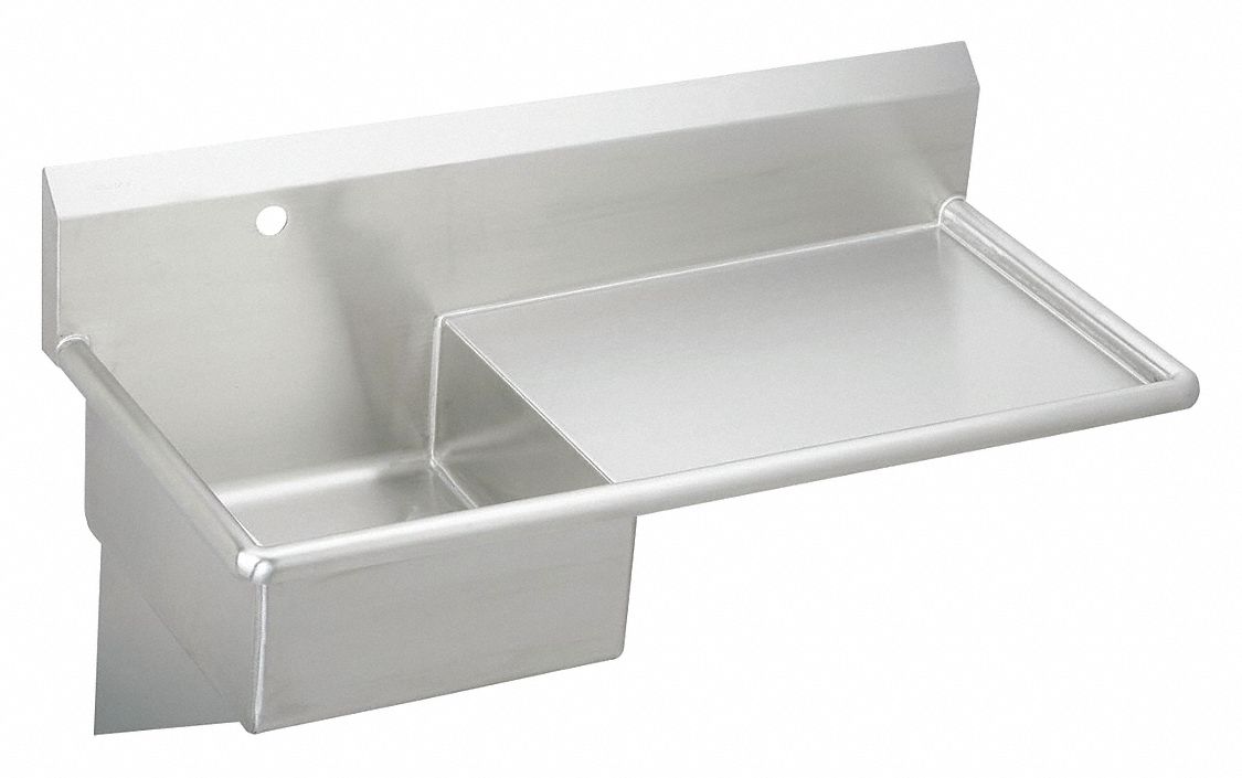 Utility Sink: Elkay Commercial, Stainless Steel, Silver, 10 in Bowl Dp, 1 Bowls, Deck Mount