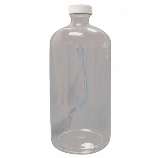 LAB SAFETY SUPPLY Narrow Mouth Boston Round Bottle, Sampling, Glass ...