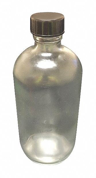 Safety Coated Bottle: Glass, 1 L Capacity - mL, 33.81 fl oz Capacity - oz, 94 mm Body Dia, Sampling