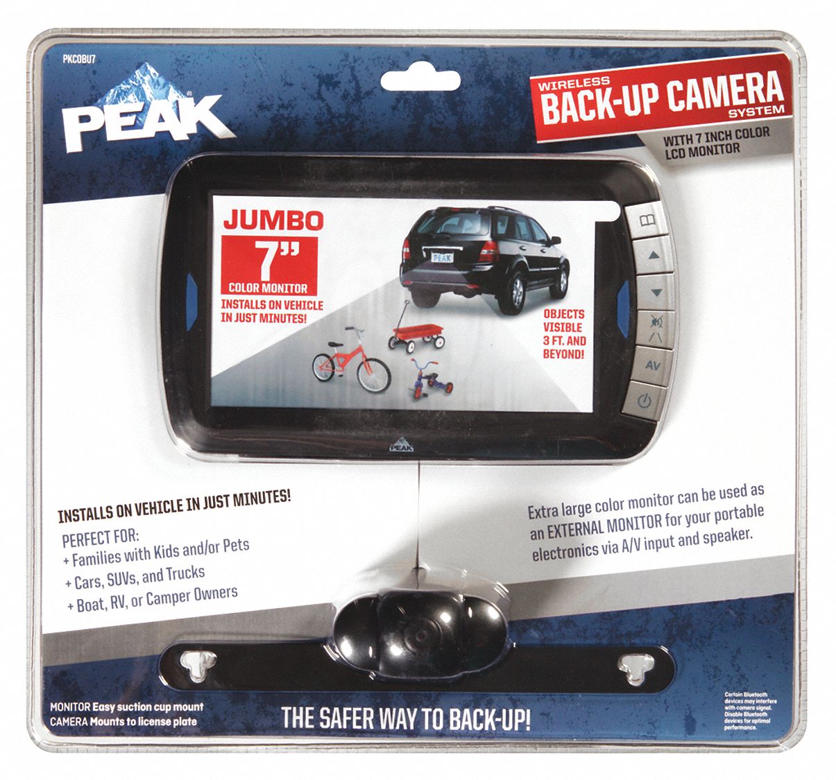 PEAK Back Up Camera, CMOS, Monitor 7", TFTLCD 52KE05PKC0BU707