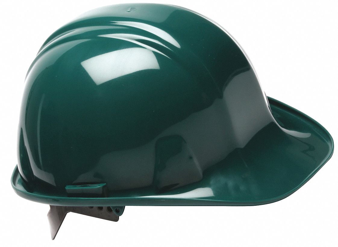 Hard Hat: Green, No Graphics, Pinlock, Polyethylene, Side-Slots, CONDOR, Solid, SL, Pinlock