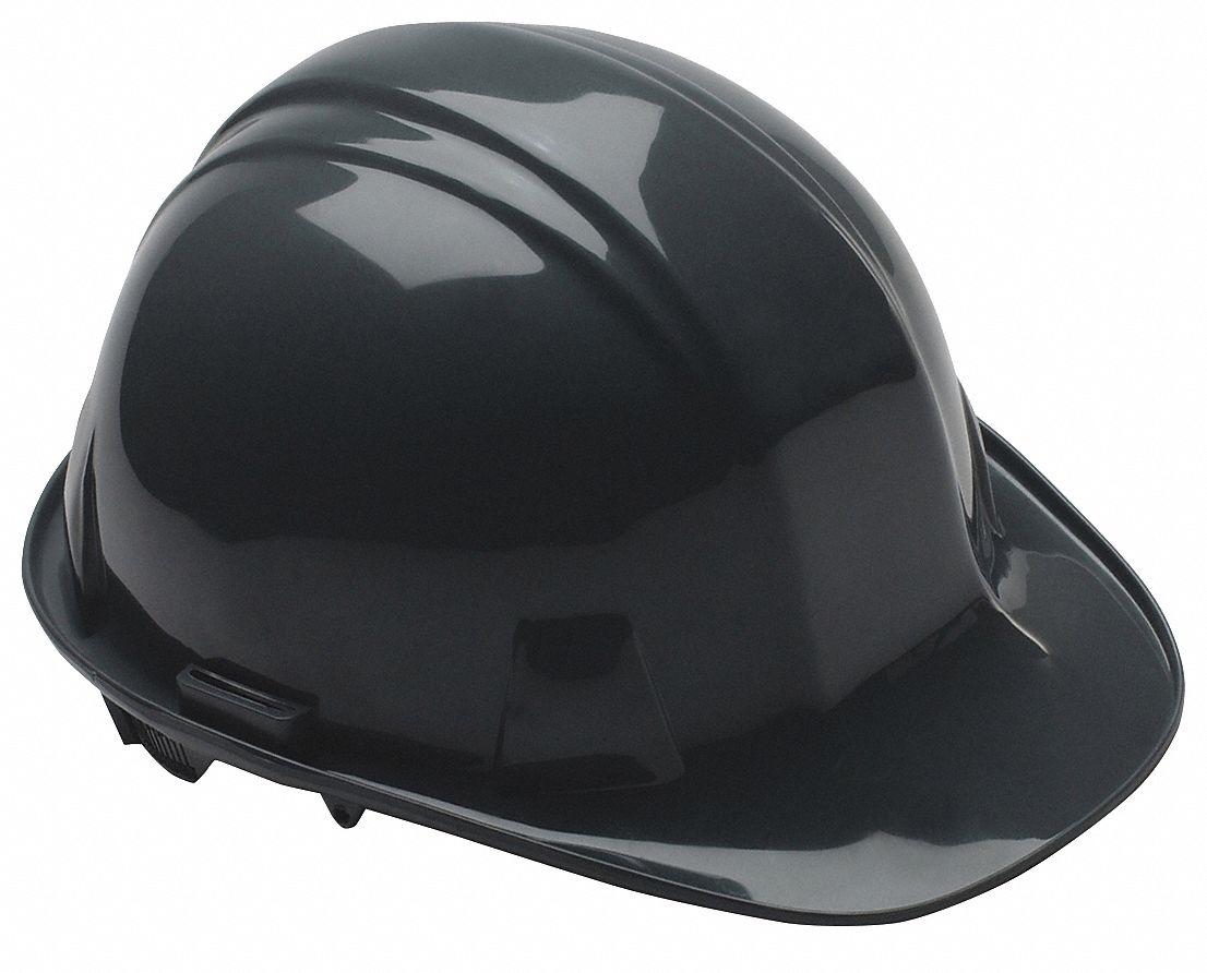 CASQUE DE SÉCURITÉ, CSA, TYPE 1, CLASSE C/E/G, PE, CLIQUET 4 PTS, REBORD AVANT, NOIR, TAILLE 6½ À 8