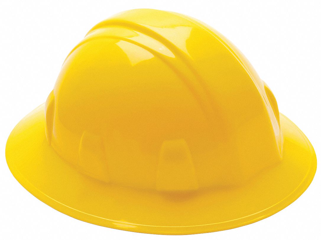 CASQUE DE SÉCURITÉ, CSA, TYPE 1, CLASSE C/E/G, PE, CLIQUET 4 PTS, REBORD INTÉGRAL, JAUNE, TAILLE 6½ À 8