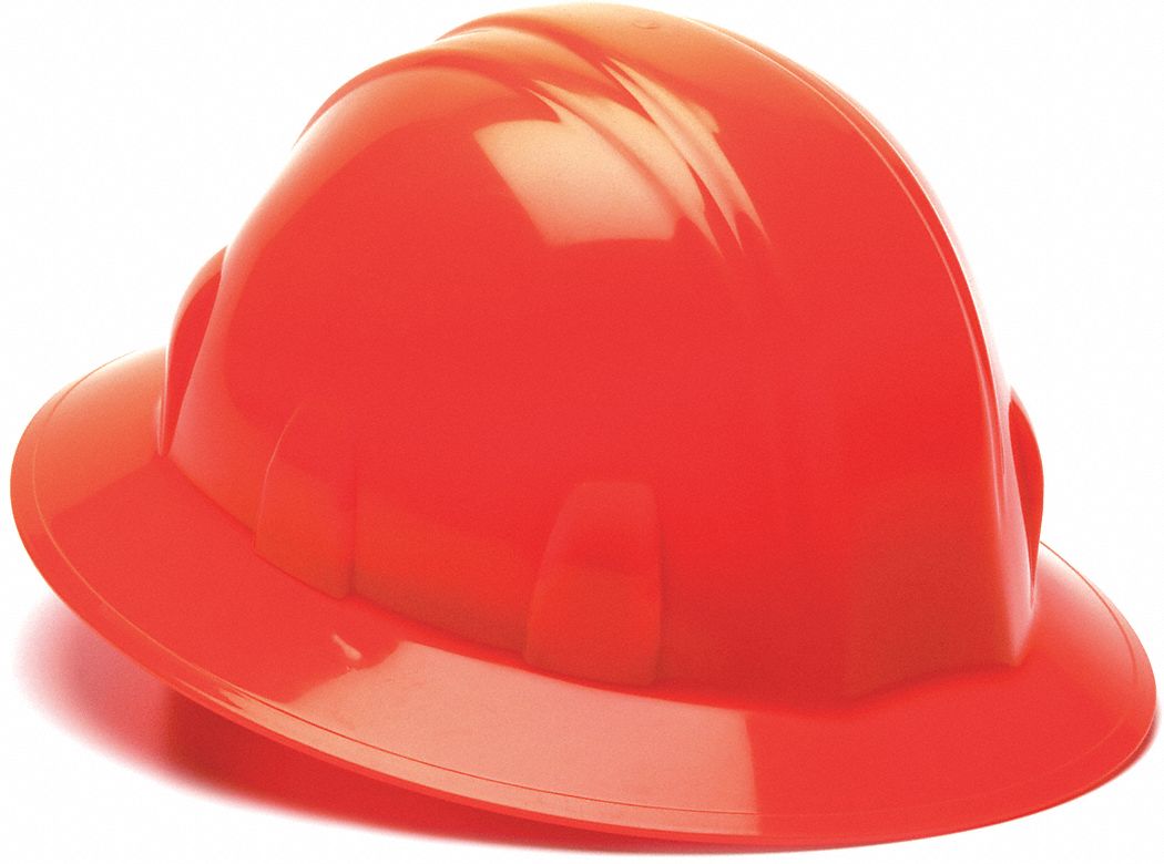 orange full brim hard hat