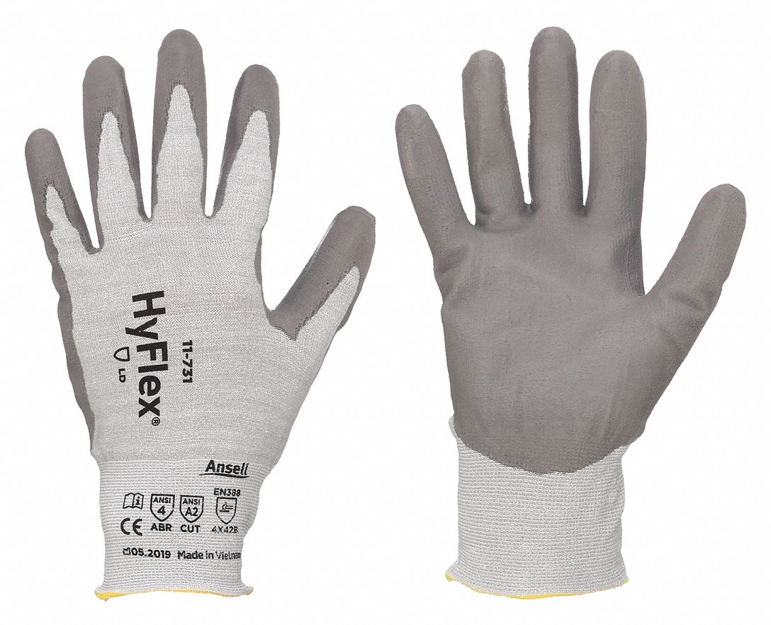 COATED GLOVES,PUR,6,GY/WHT,PR