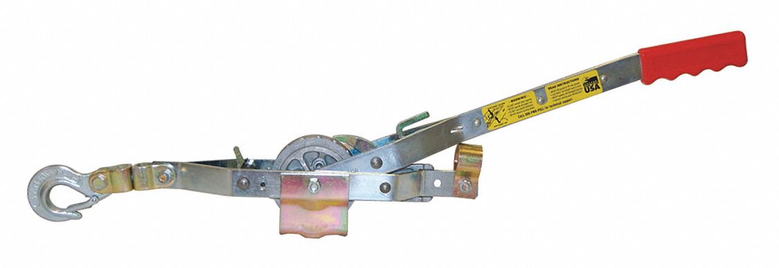 Rope Ratchet Puller: 15 lb Lifting Capacity, 1,500 lb Pull Capacity, 8 in Min. Between Hooks