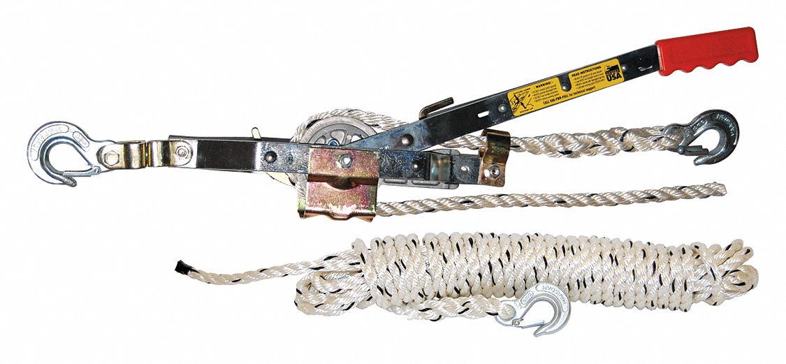 Rope Ratchet Puller,  1,500 lb Pull Capacity,  15 lb Lifting Capacity,  1/2 in Cable or Rope Dia.